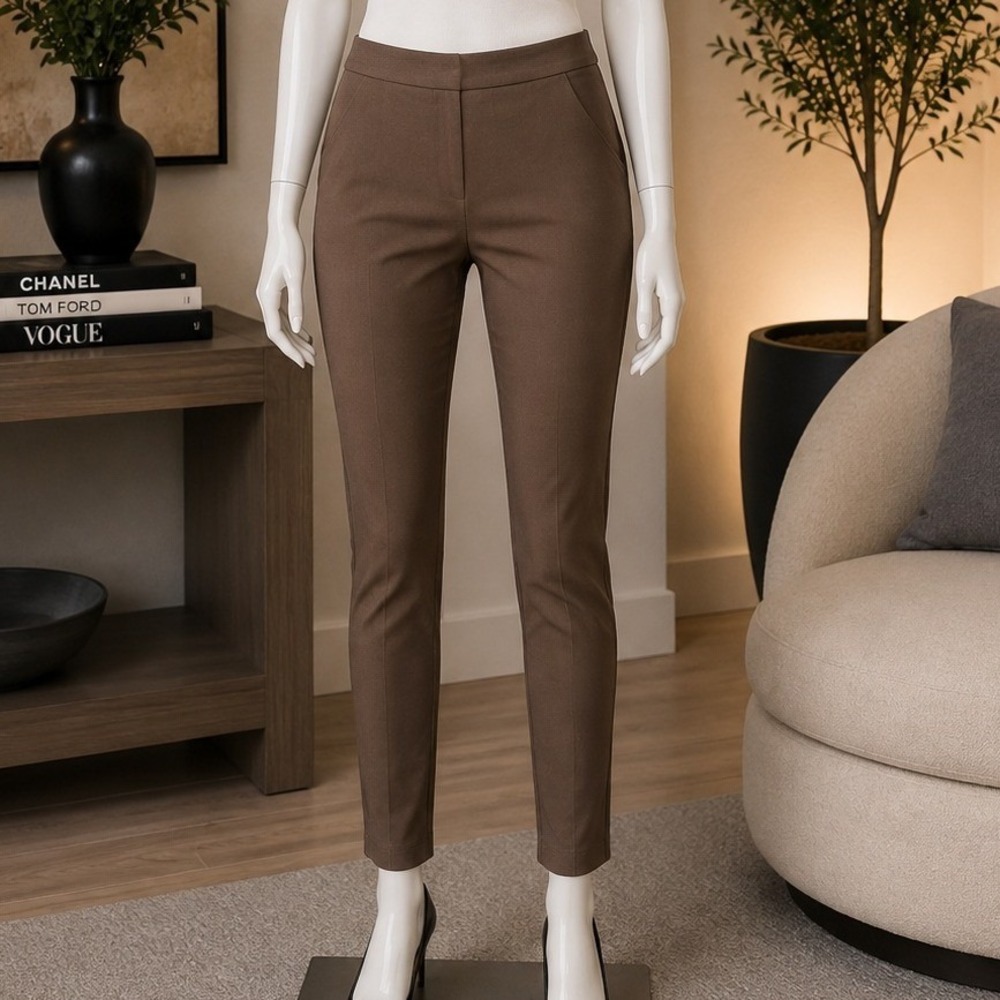 Lila Rose Womens Pants Brown Stretch Knit Pull On Tapered Leg Size 10